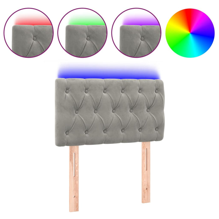 Tăblie de pat cu LED, gri deschis, 80x7x78/88 cm, catifea - WALTI WALTI