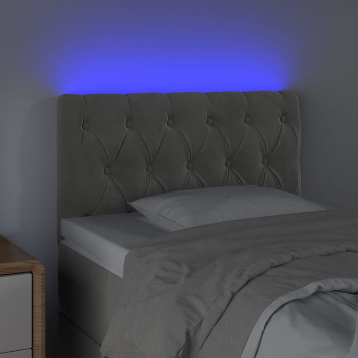 Tăblie de pat cu LED, gri deschis, 80x7x78/88 cm, catifea - WALTI WALTI