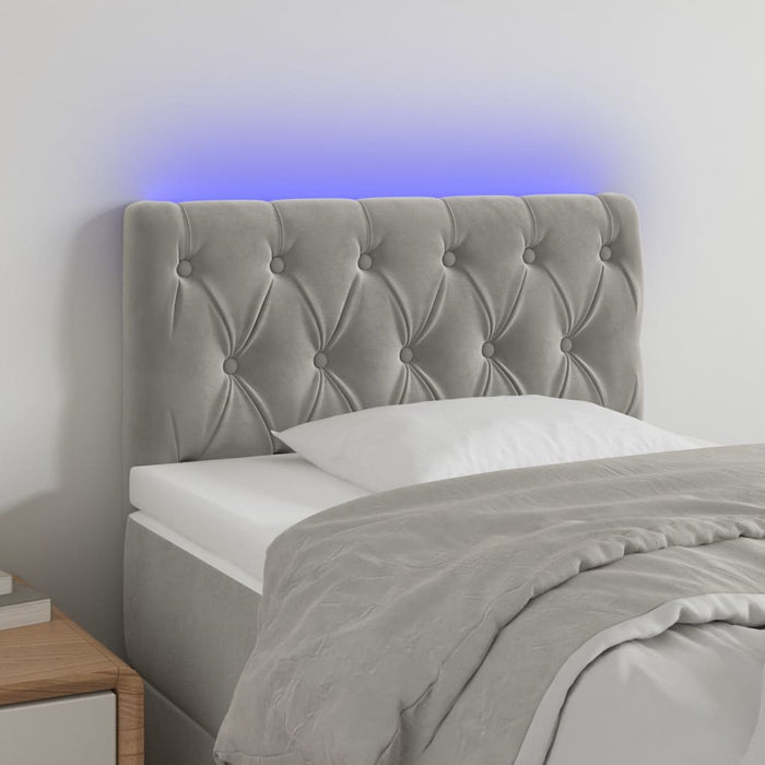 Tăblie de pat cu LED, gri deschis, 80x7x78/88 cm, catifea - WALTI WALTI