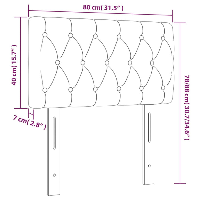 Tăblie de pat cu LED, gri închis, 80x7x78/88 cm, catifea - WALTI WALTI