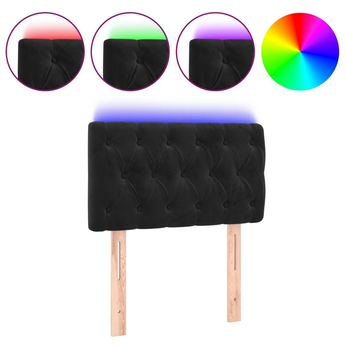 Tăblie de pat cu LED, negru, 80x7x78/88 cm, catifea - WALTI WALTI