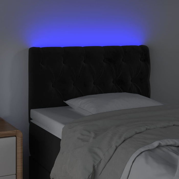Tăblie de pat cu LED, negru, 80x7x78/88 cm, catifea - WALTI WALTI