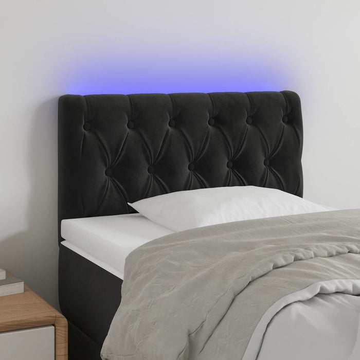 Tăblie de pat cu LED, negru, 80x7x78/88 cm, catifea - WALTI WALTI