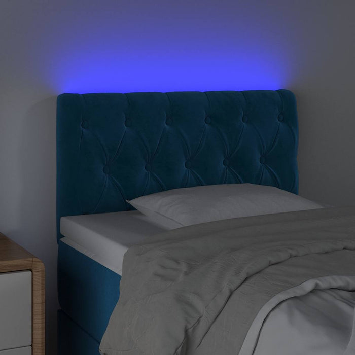 Tăblie de pat cu LED, albastru închis, 80x7x78/88 cm, catifea - WALTI WALTI