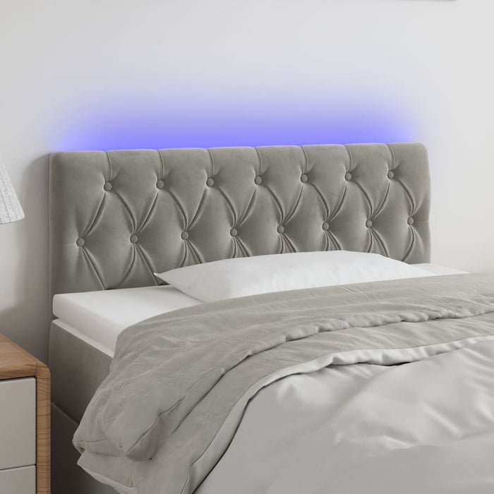 Tăblie de pat cu LED, gri deschis, 90x7x78/88 cm, catifea - WALTI WALTI