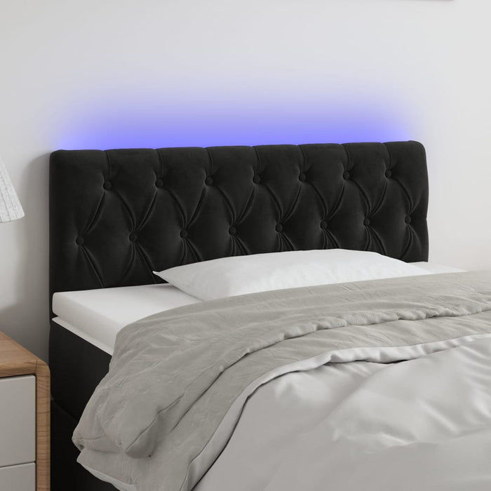 Tăblie de pat cu LED, negru, 90x7x78/88 cm, catifea - WALTI WALTI