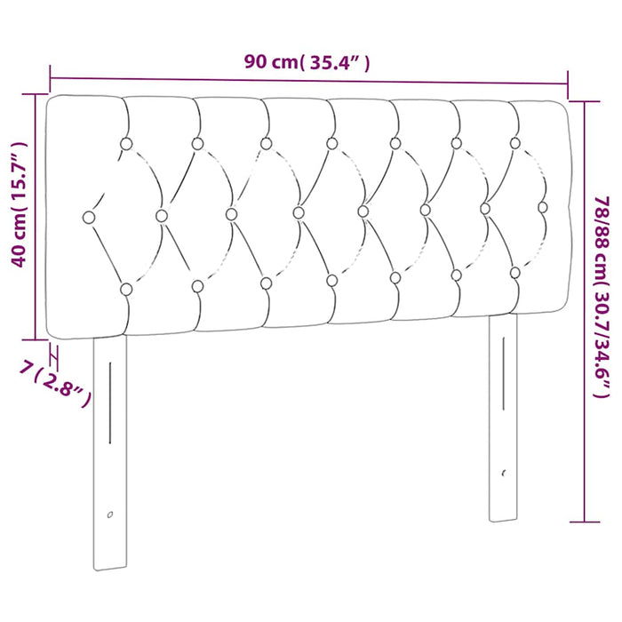 Tăblie de pat cu LED, albastru închis, 90x7x78/88 cm, catifea - WALTI WALTI