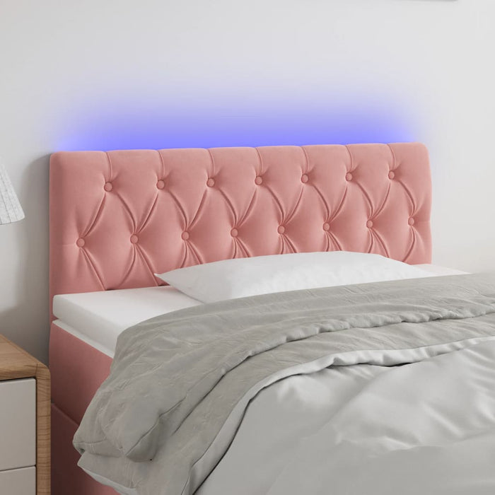 Tăblie de pat cu LED, roz, 90x7x78/88 cm, catifea - WALTI WALTI