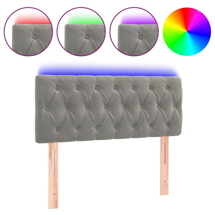Tăblie de pat cu LED, gri deschis, 100x7x78/88 cm, catifea - WALTI WALTI
