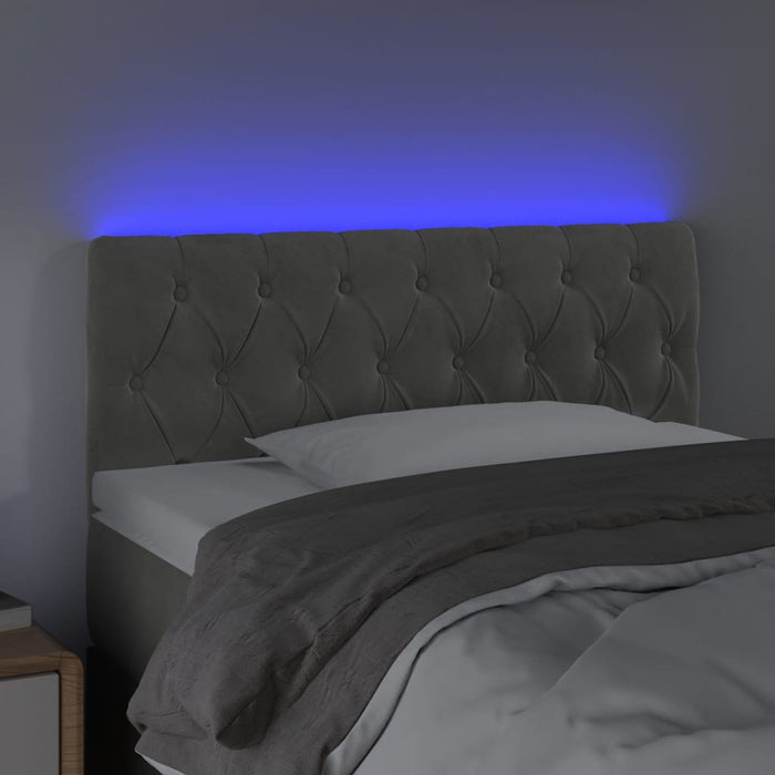 Tăblie de pat cu LED, gri deschis, 100x7x78/88 cm, catifea - WALTI WALTI