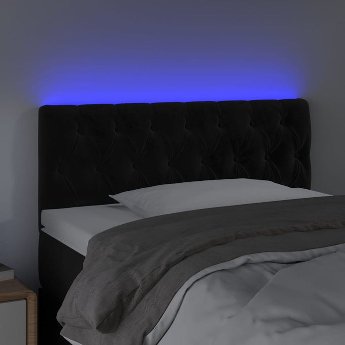 Tăblie de pat cu LED, negru, 100x7x78/88 cm, catifea - WALTI WALTI