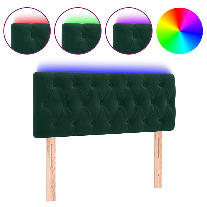 Tăblie de pat cu LED, verde închis, 100x7x78/88 cm, catifea - WALTI WALTI
