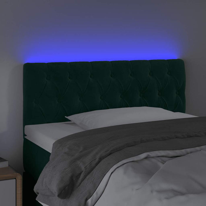 Tăblie de pat cu LED, verde închis, 100x7x78/88 cm, catifea - WALTI WALTI