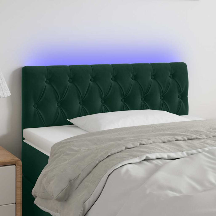 Tăblie de pat cu LED, verde închis, 100x7x78/88 cm, catifea - WALTI WALTI