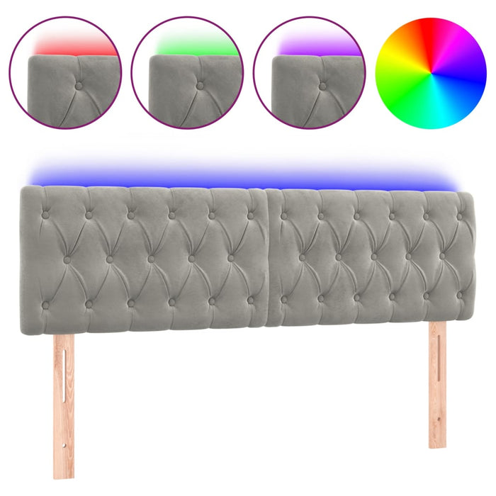 Tăblie de pat cu LED, gri deschis, 144x7x78/88 cm, catifea - WALTI WALTI