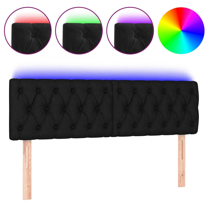 Tăblie de pat cu LED, negru, 144x7x78/88 cm, catifea - WALTI WALTI