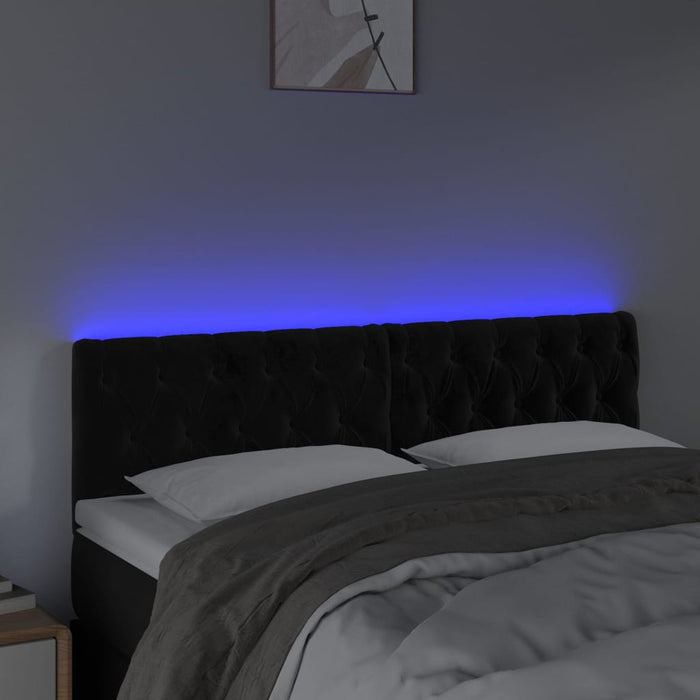 Tăblie de pat cu LED, negru, 144x7x78/88 cm, catifea - WALTI WALTI