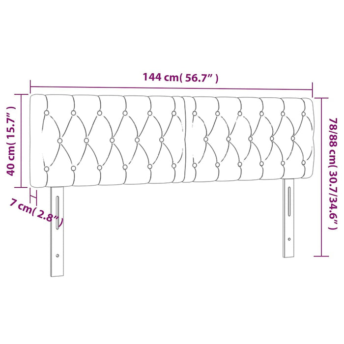 Tăblie de pat cu LED, albastru închis, 144x7x78/88 cm, catifea - WALTI WALTI