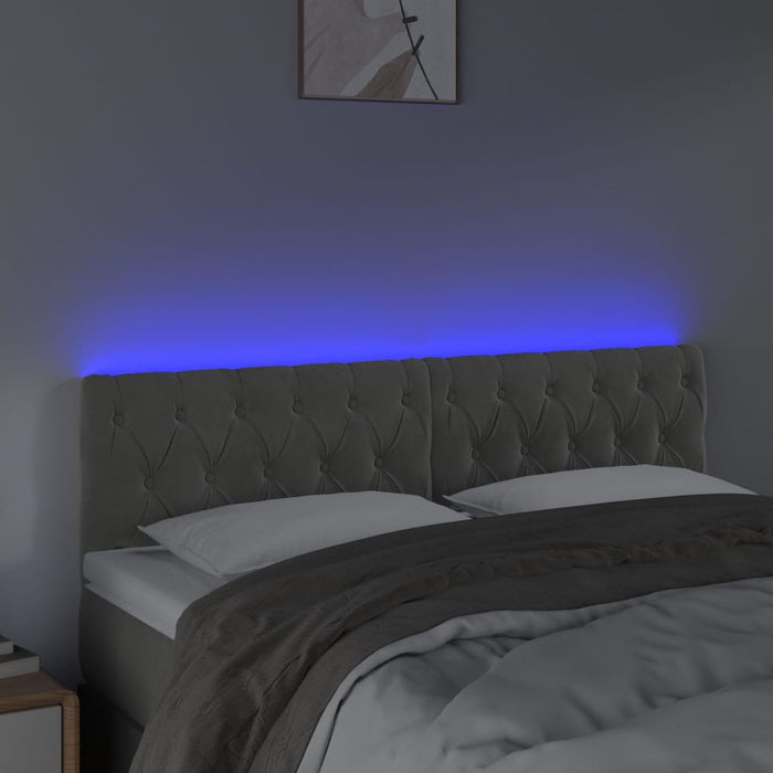 Tăblie de pat cu LED, gri deschis, 160x7x78/88 cm, catifea - WALTI WALTI