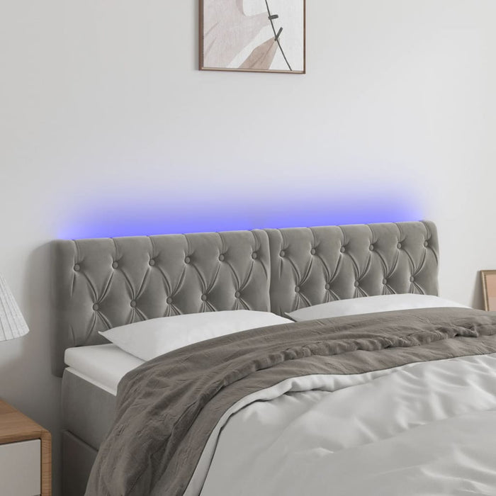 Tăblie de pat cu LED, gri deschis, 160x7x78/88 cm, catifea - WALTI WALTI