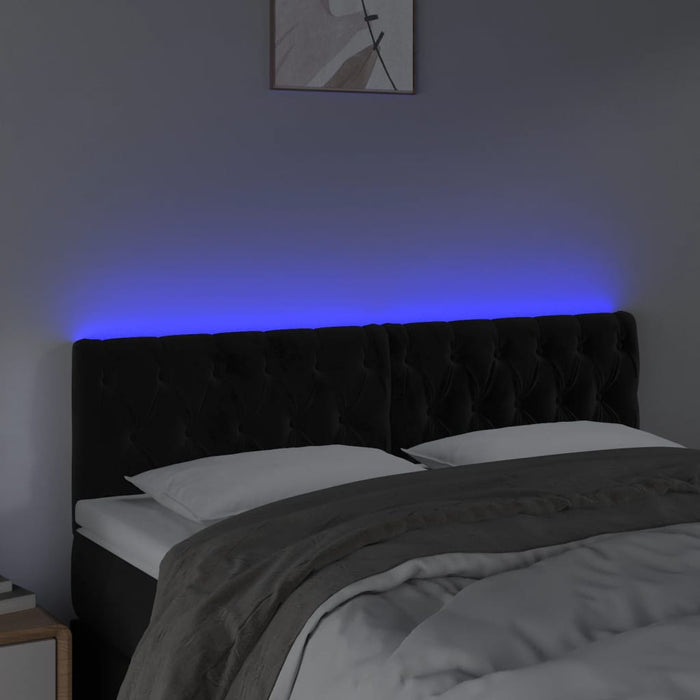 Tăblie de pat cu LED, negru, 160x7x78/88 cm, catifea - WALTI WALTI