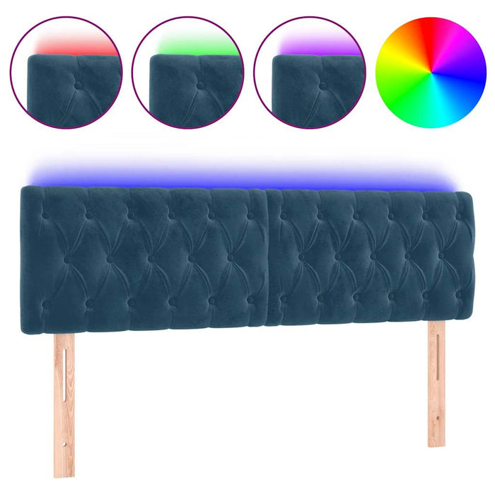 Tăblie de pat cu LED, albastru închis, 160x7x78/88 cm, catifea - WALTI WALTI