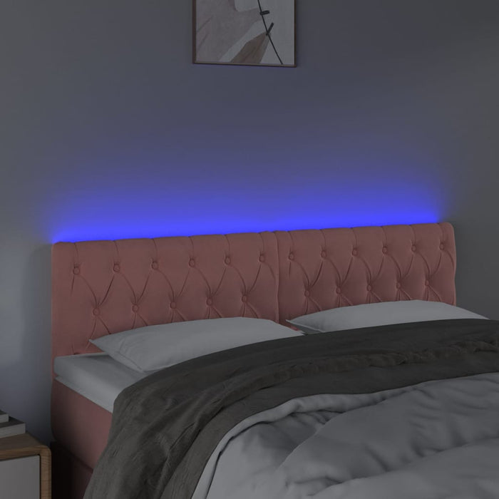 Tăblie de pat cu LED, roz, 160x7x78/88 cm, catifea - WALTI WALTI