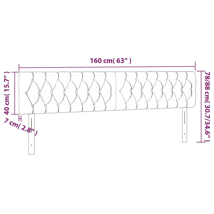 Tăblie de pat cu LED, roz, 160x7x78/88 cm, catifea - WALTI WALTI