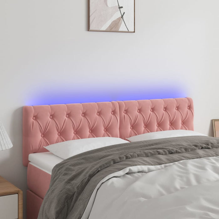 Tăblie de pat cu LED, roz, 160x7x78/88 cm, catifea - WALTI WALTI
