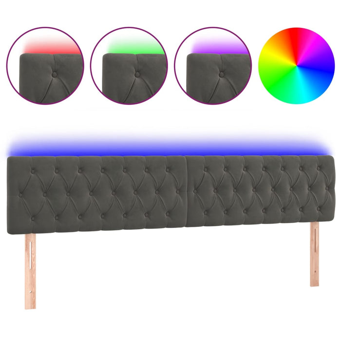 Tăblie de pat cu LED, gri închis, 180x7x78/88 cm, catifea - WALTI WALTI