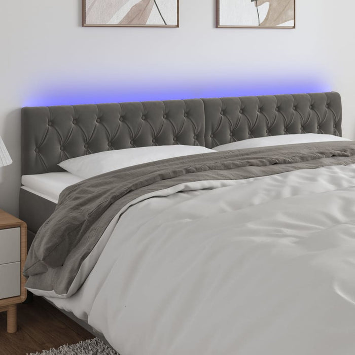 Tăblie de pat cu LED, gri închis, 180x7x78/88 cm, catifea - WALTI WALTI