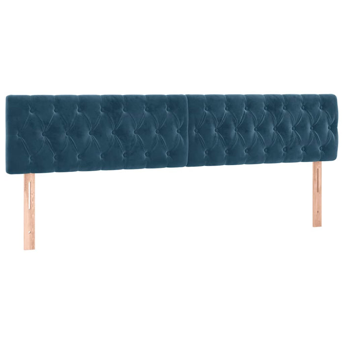 Tăblie de pat cu LED, albastru închis, 180x7x78/88 cm, catifea WALTI