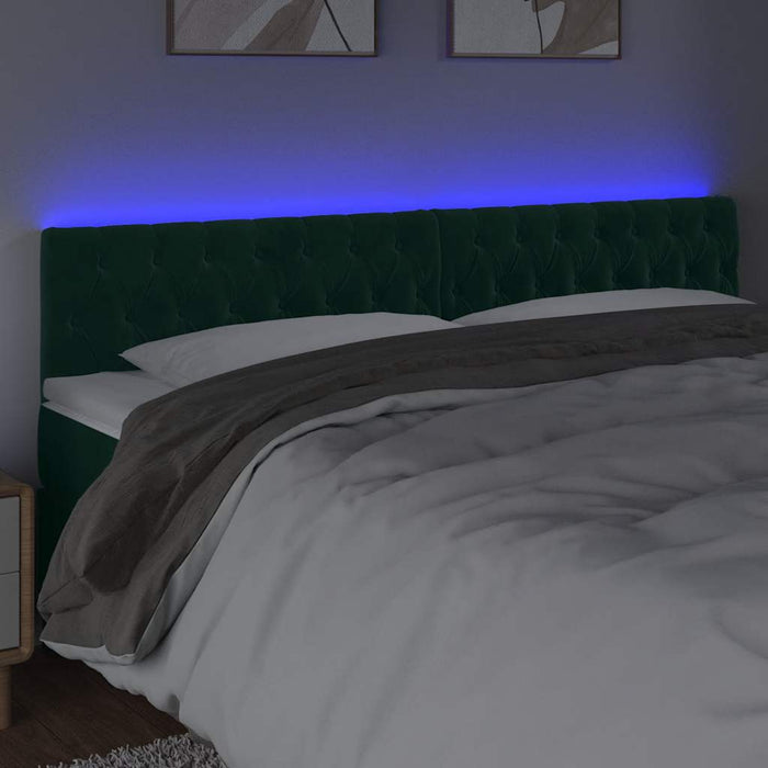 Tăblie de pat cu LED, verde închis, 200x7x78/88 cm, catifea - WALTI WALTI