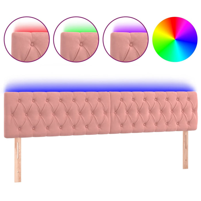 Tăblie de pat cu LED, roz, 200x7x78/88 cm, catifea - WALTI WALTI