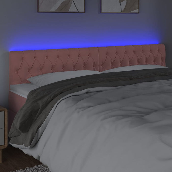 Tăblie de pat cu LED, roz, 200x7x78/88 cm, catifea - WALTI WALTI