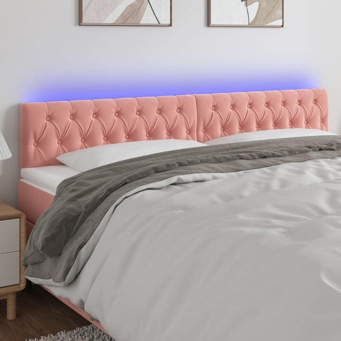 Tăblie de pat cu LED, roz, 200x7x78/88 cm, catifea - WALTI WALTI