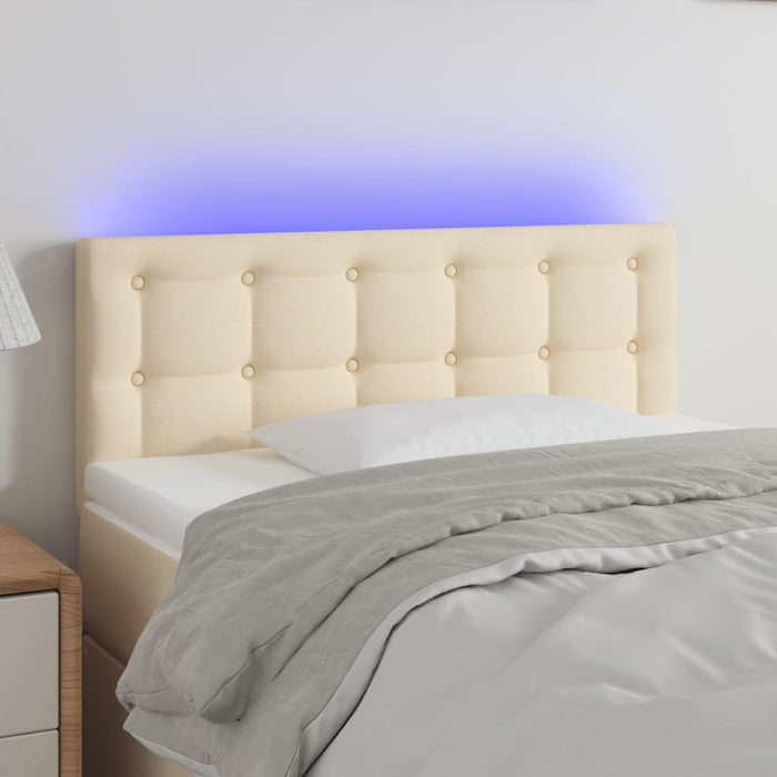 Tăblie de pat cu LED, crem, 80x5x78/88 cm, textil WALTI