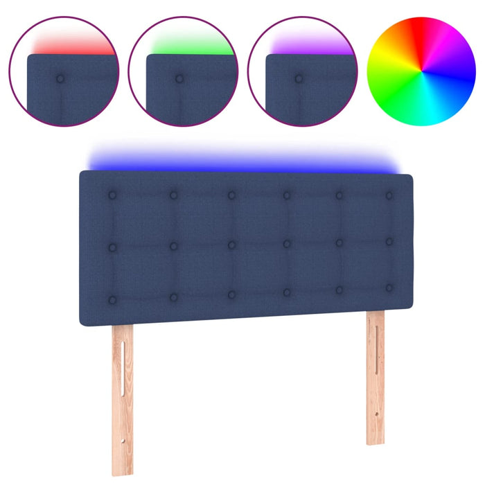 Tăblie de pat cu LED, albastru, 80x5x78/88 cm, textil WALTI