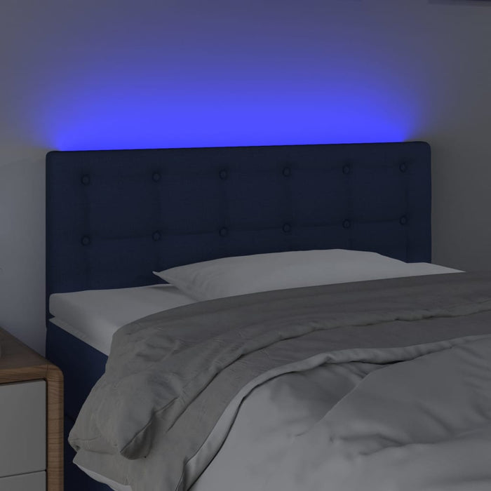 Tăblie de pat cu LED, albastru, 80x5x78/88 cm, textil WALTI