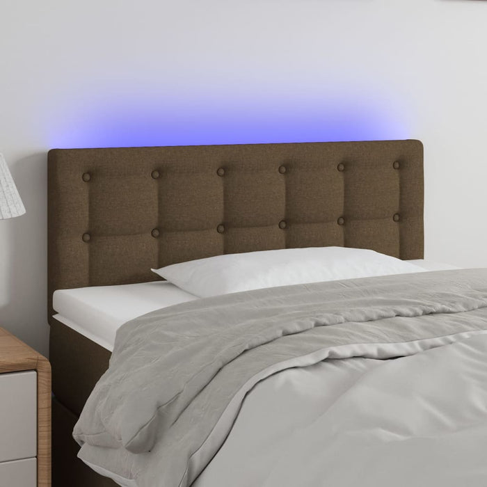 Tăblie de pat cu LED, maro închis, 90x5x78/88 cm, textil - WALTI WALTI