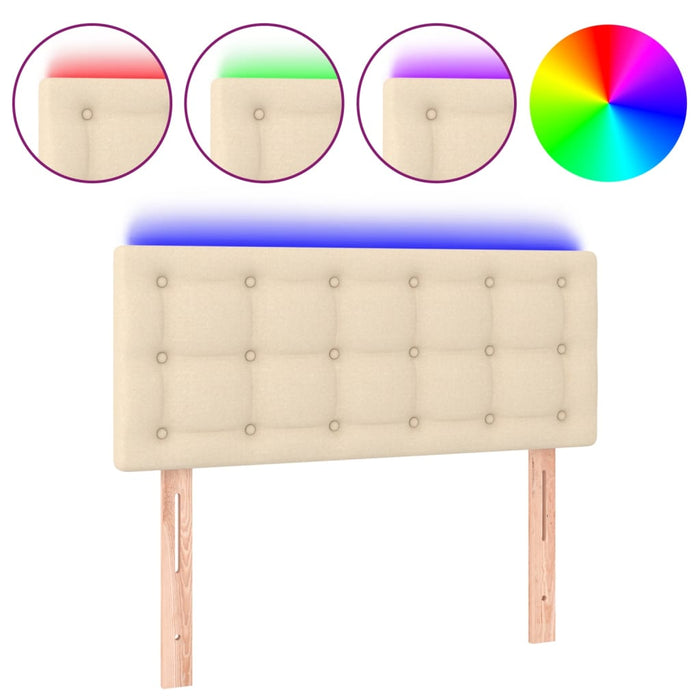 Tăblie de pat cu LED, crem, 90x5x78/88 cm, textil WALTI
