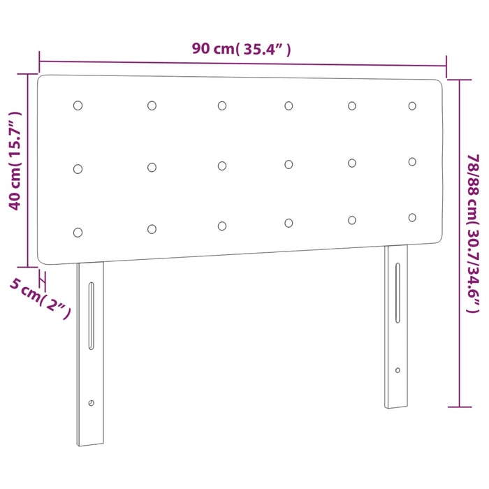 Tăblie de pat cu LED, albastru, 90x5x78/88 cm, textil - WALTI WALTI