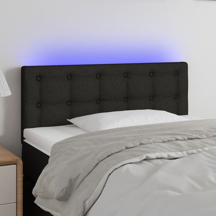 Tăblie de pat cu LED, negru, 100x5x78/88 cm, textil - WALTI WALTI