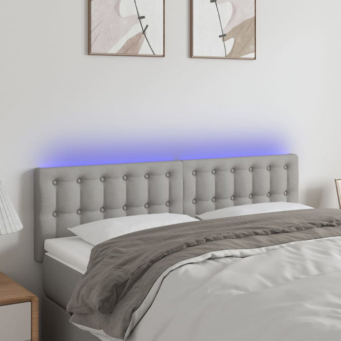 Tăblie de pat cu LED, gri deschis, 144x5x78/88 cm, textil - WALTI WALTI
