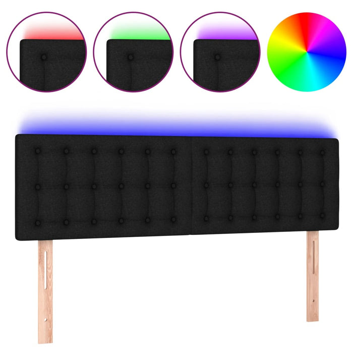 Tăblie de pat cu LED, negru, 144x5x78/88 cm, textil - WALTI WALTI