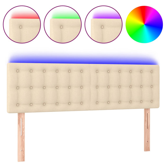 Tăblie de pat cu LED, crem, 144x5x78/88 cm, textil - WALTI WALTI