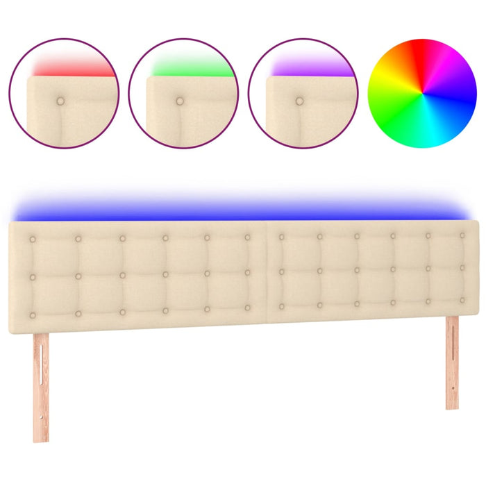 Tăblie de pat cu LED, crem, 160x5x78/88 cm, textil WALTI