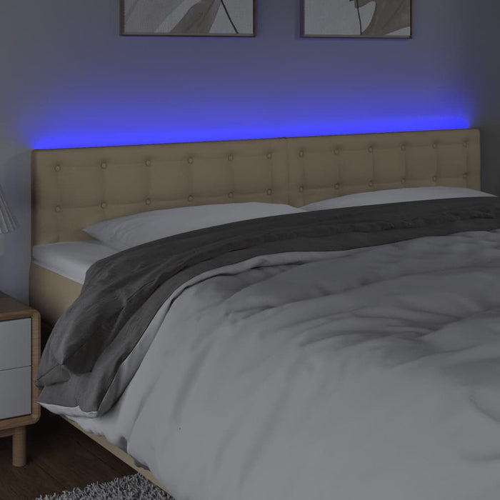 Tăblie de pat cu LED, crem, 200x5x78/88 cm, textil WALTI