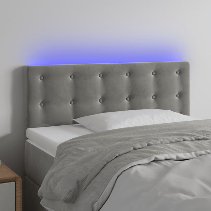 Tăblie de pat cu LED, gri deschis, 80x5x78/88 cm, catifea - WALTI WALTI
