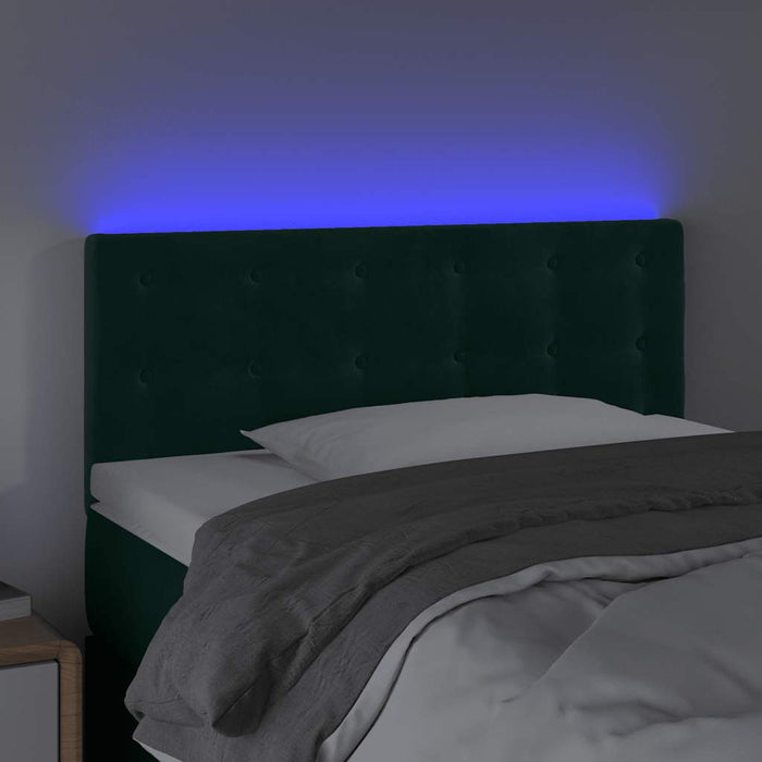 Tăblie de pat cu LED, verde închis, 80x5x78/88 cm, catifea - WALTI WALTI